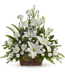 Peaceful White Lilies Basket from Mona's Floral Creations, local florist in Tampa, FL